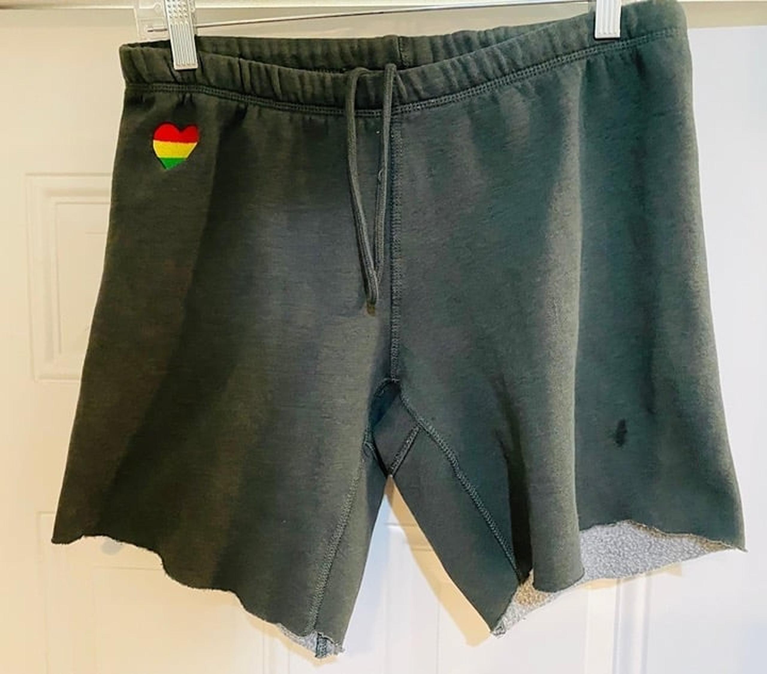 Spiritual Gangster Cotton Women's Gym Shorts Size Medium Gray/Olive Green