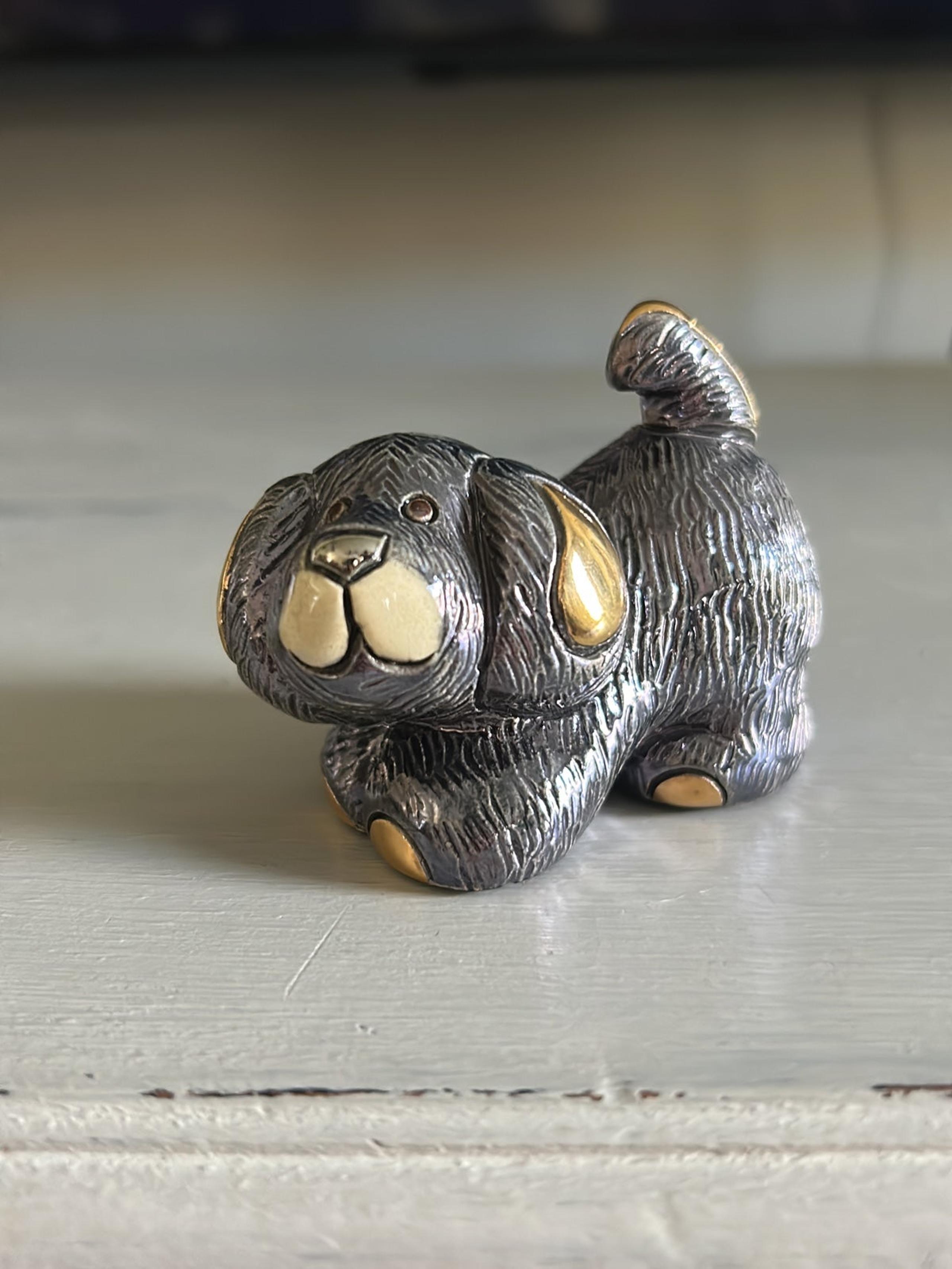Rinconada De Rosa Blue/Gray Gold Dog Figurine
