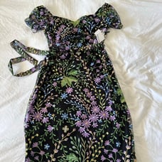 Kensie Black Embroided floral dress NWT