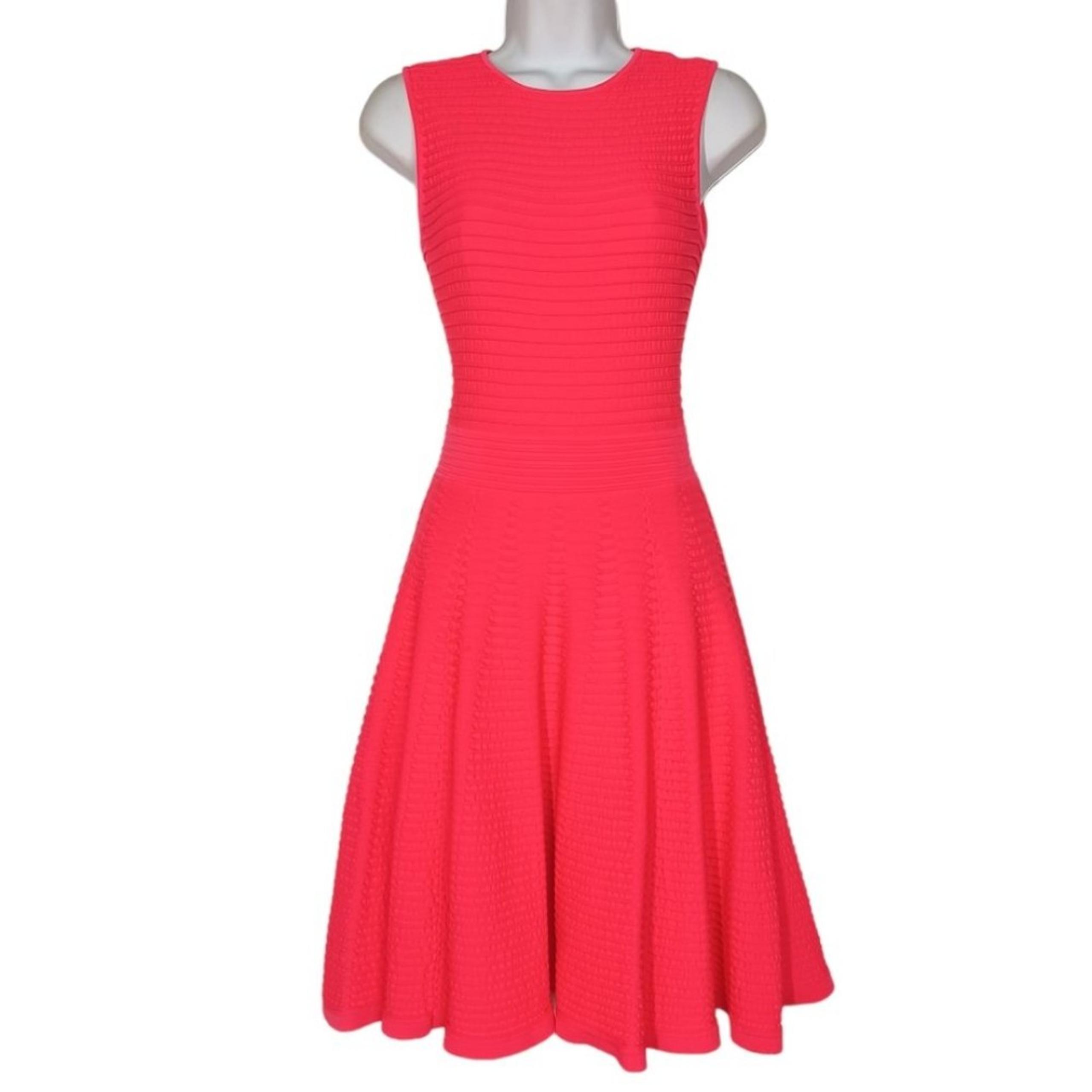 TED BAKER LONDON Vibrant Pink Sleeveless Knit A Line Fit Flare Dress 1 XS