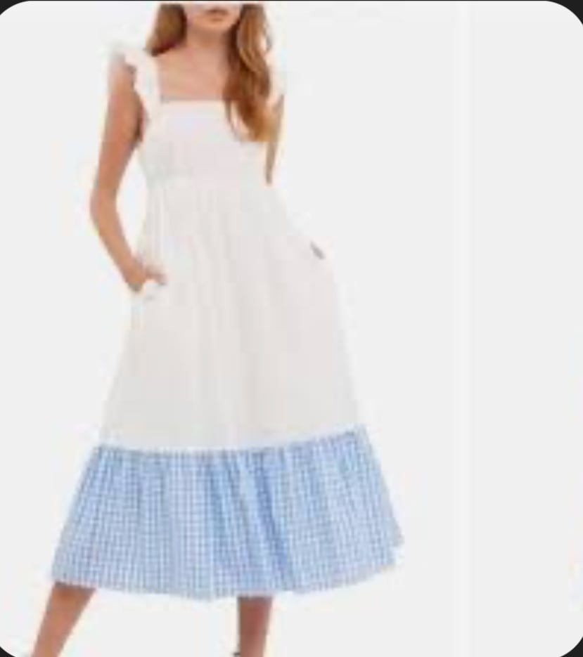 English Factory Color Block Scallop Maxi Dress small like new