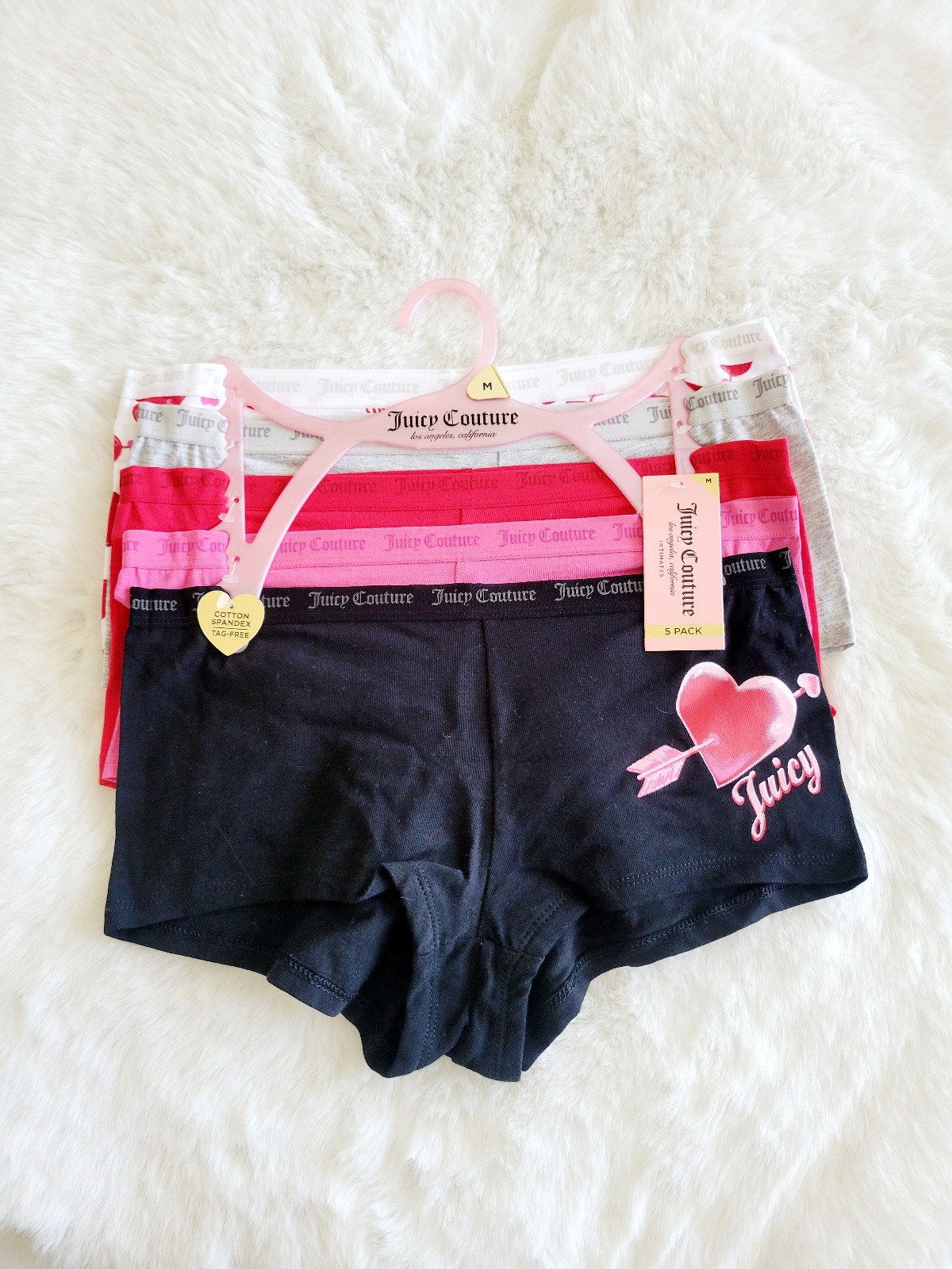 JUICY COUTURE BRAND NEW 5-PACK COTTON SPANDEX PANTIES SIZE M