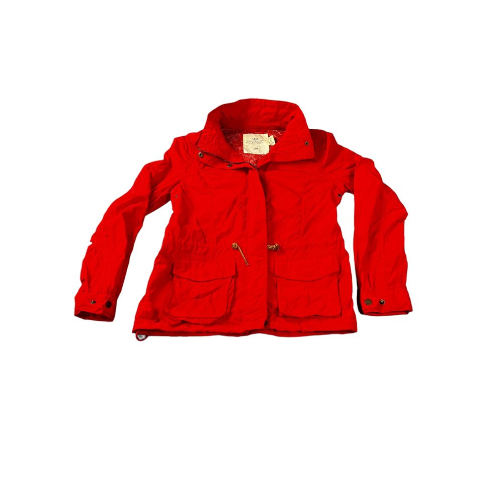 H&M L.O.G.G. Red Rain Jacket Adjustable Waist, detachable Hood Size 4