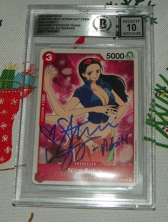 Stephanie Young Nico Robin One Piece Signed Card 10 Auto Grade BAS ST01-008 C