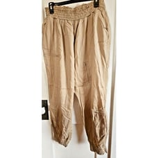 Ralph Lauren Denim & Supply women smocked waist hem cargo jogger 100% Tencel XL
