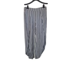 Free People Gray & White Striped Rayon Palazzo Pants Split Legs