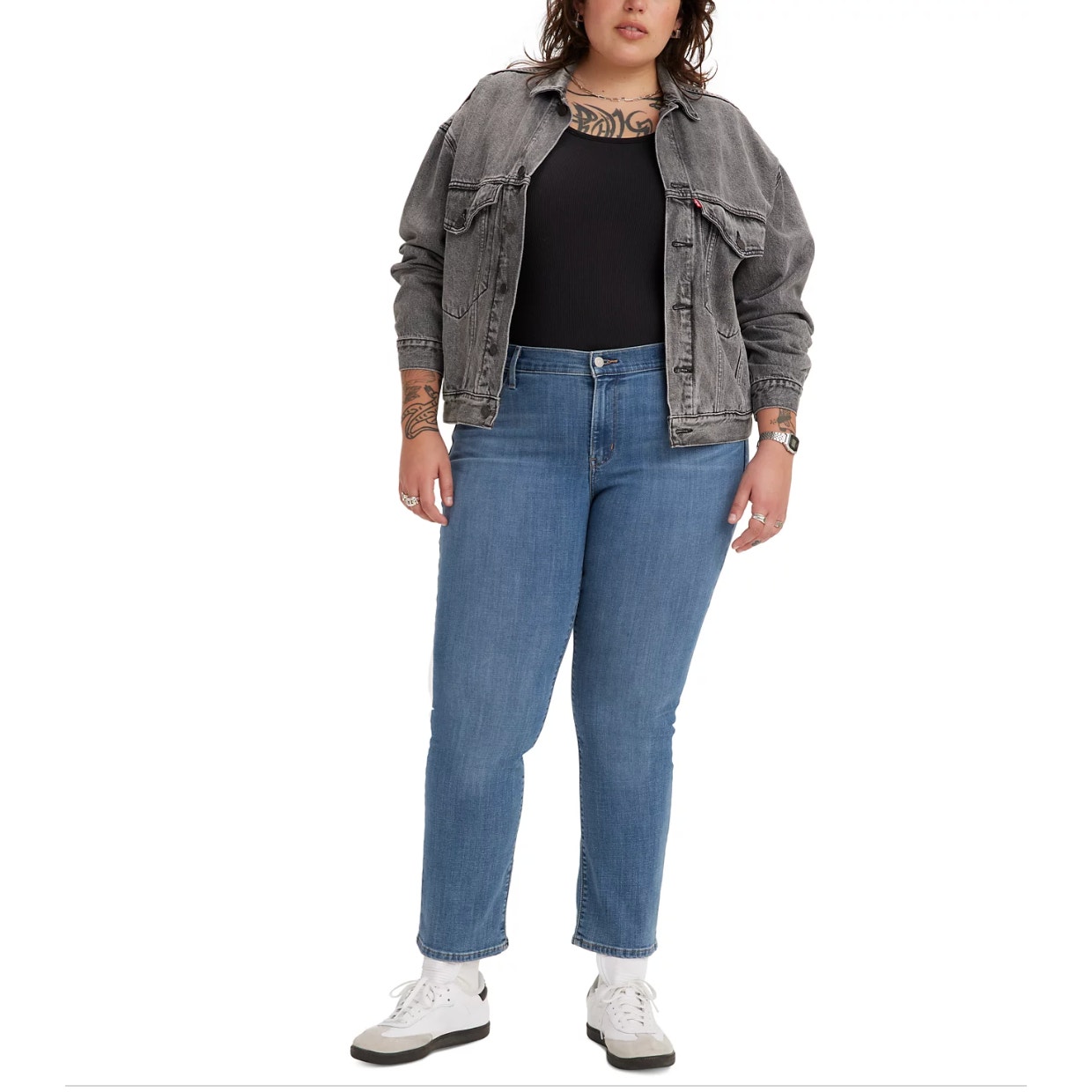 Levi’s Plus 24W Straight Leg Jeans Mid Rise Stretch Blue Eco Denim Repreve