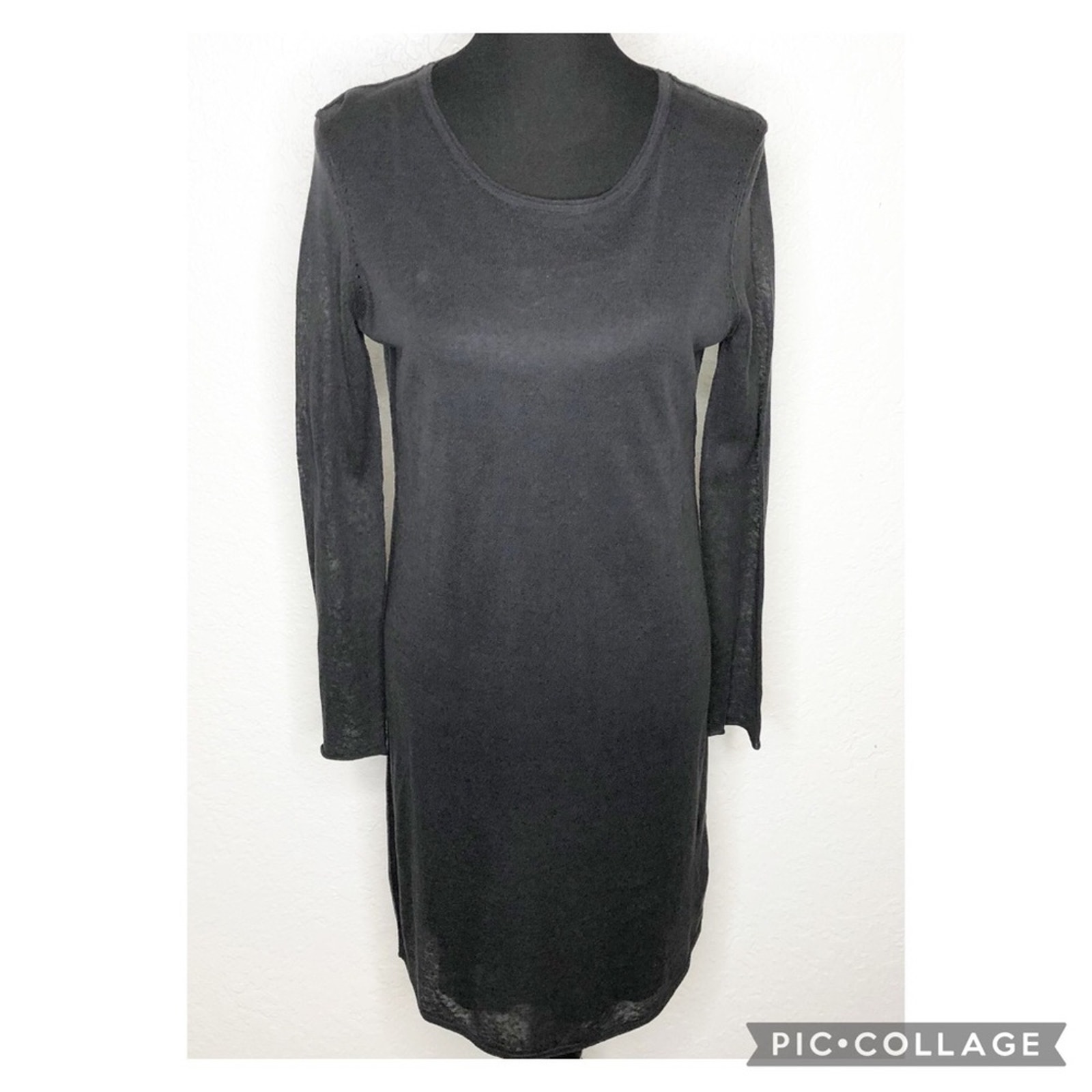 Brochu Walker charcoal gray linen dress with silk slip size Small
