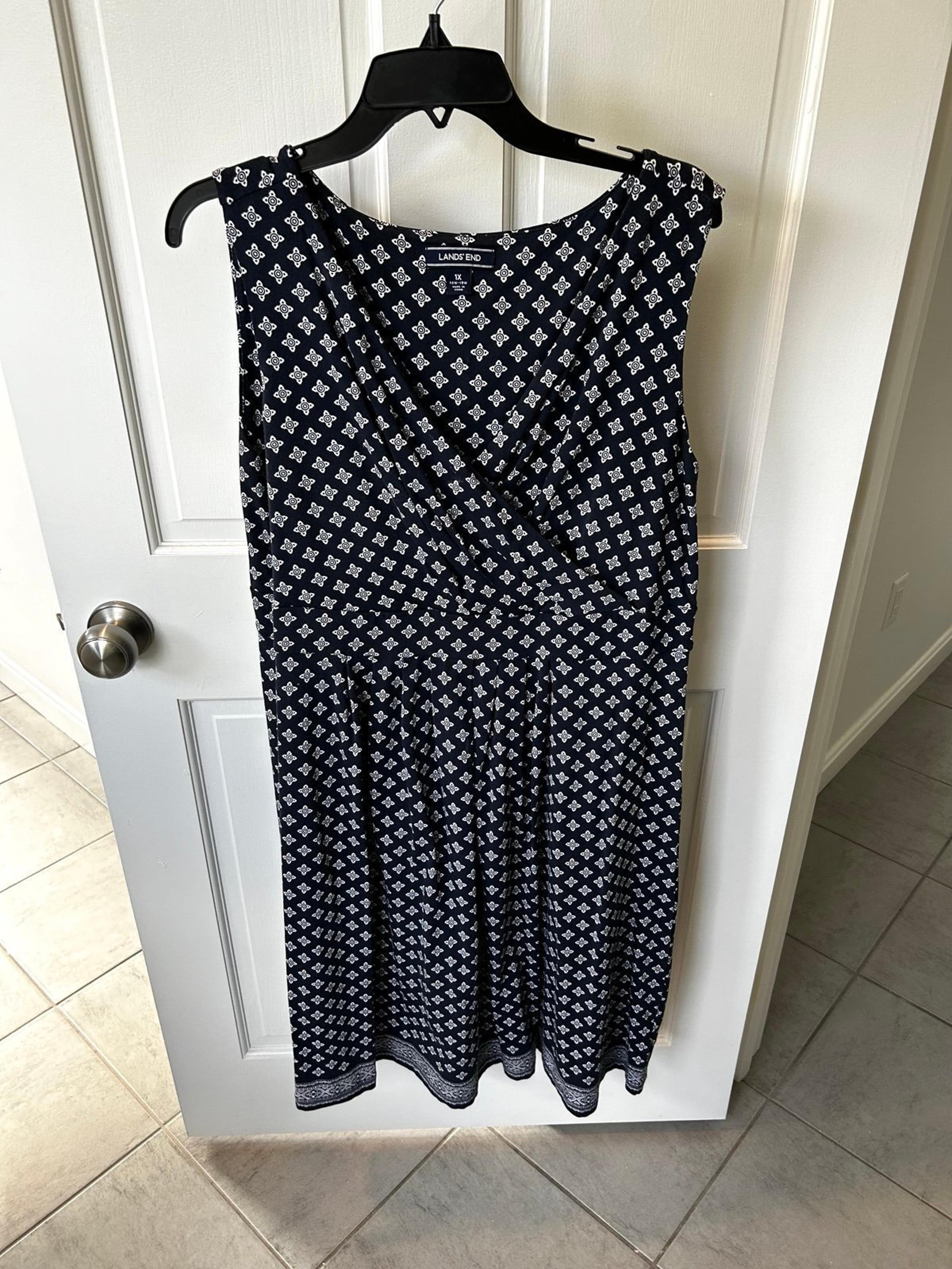 Woman size 16-18 short sleeve dress, navy, sleeveless wrap dress, spring summer