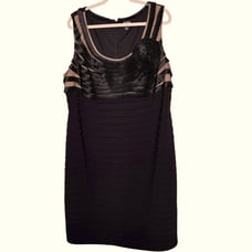 Adrianna Papell Dress Womens Sleeveless Bandage Sheath With Flower Black Size 22