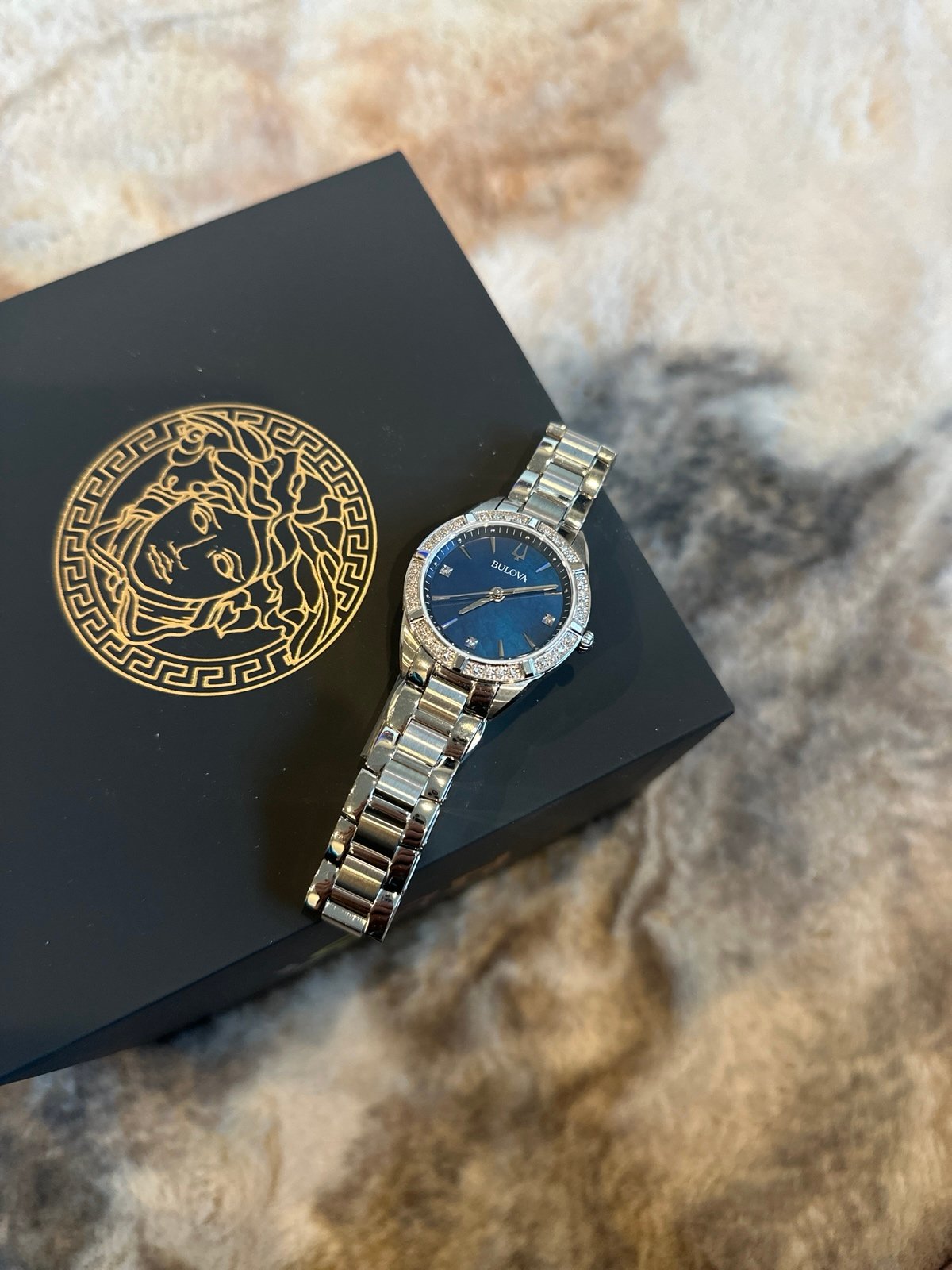 Bulova Blueface iced out dial ladies watch