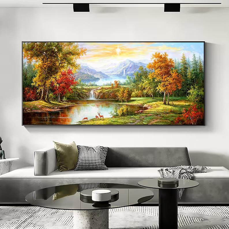 Original Colorful Forest oil Painting On Canvas, Modern Landscape Painting