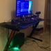 PC Gaming Desk 44 Inch Z Shaped Carbon Fiber Surface Desktop Computer Table with