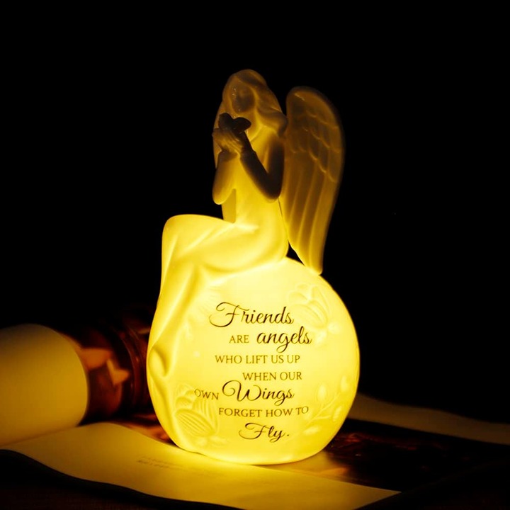 Ceramic Angel Figurine with Dove – Light-Up Friendship Gift – 8 Inspirational