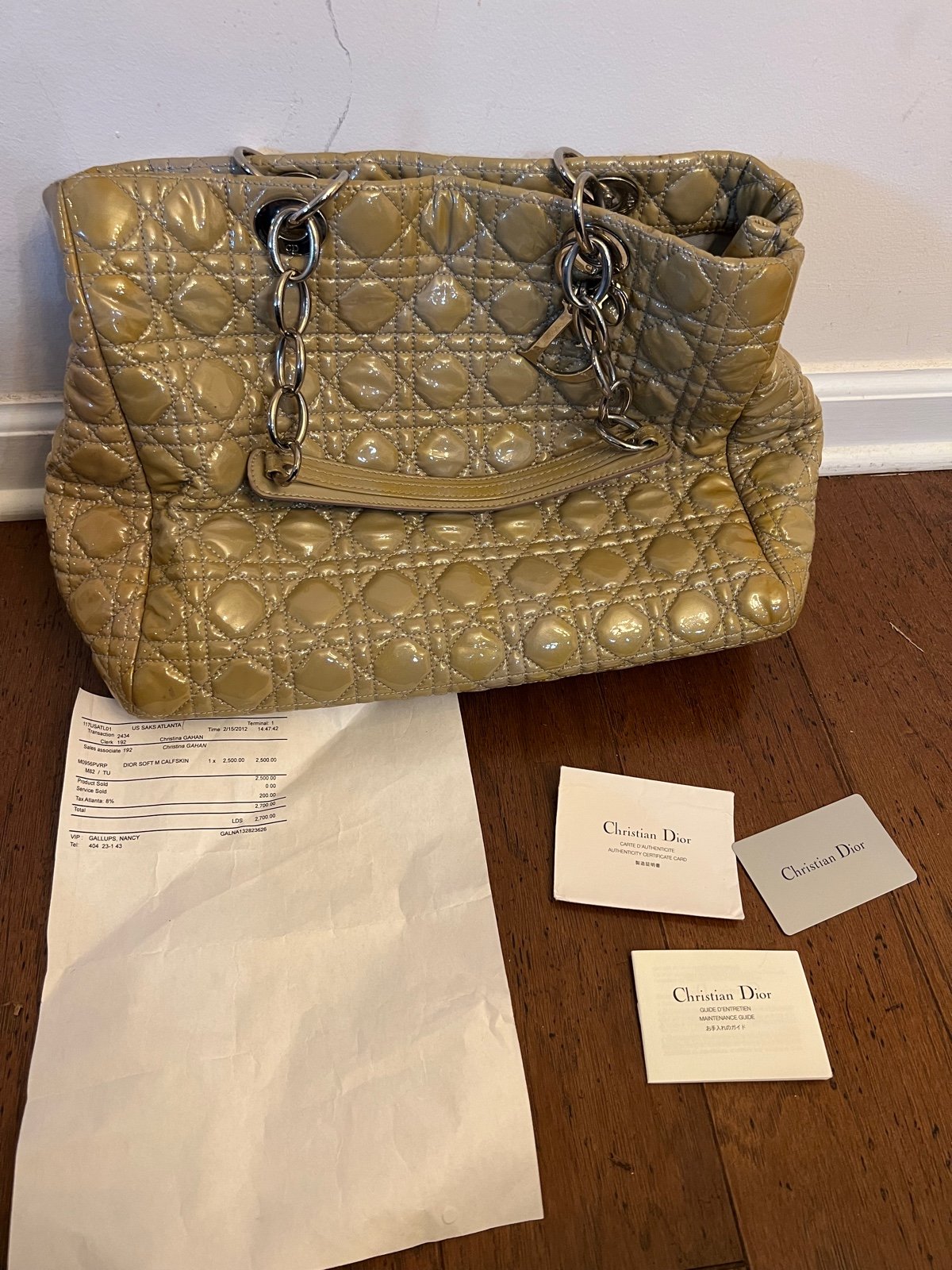 Christian Dior Large Soft Patent Tote bag