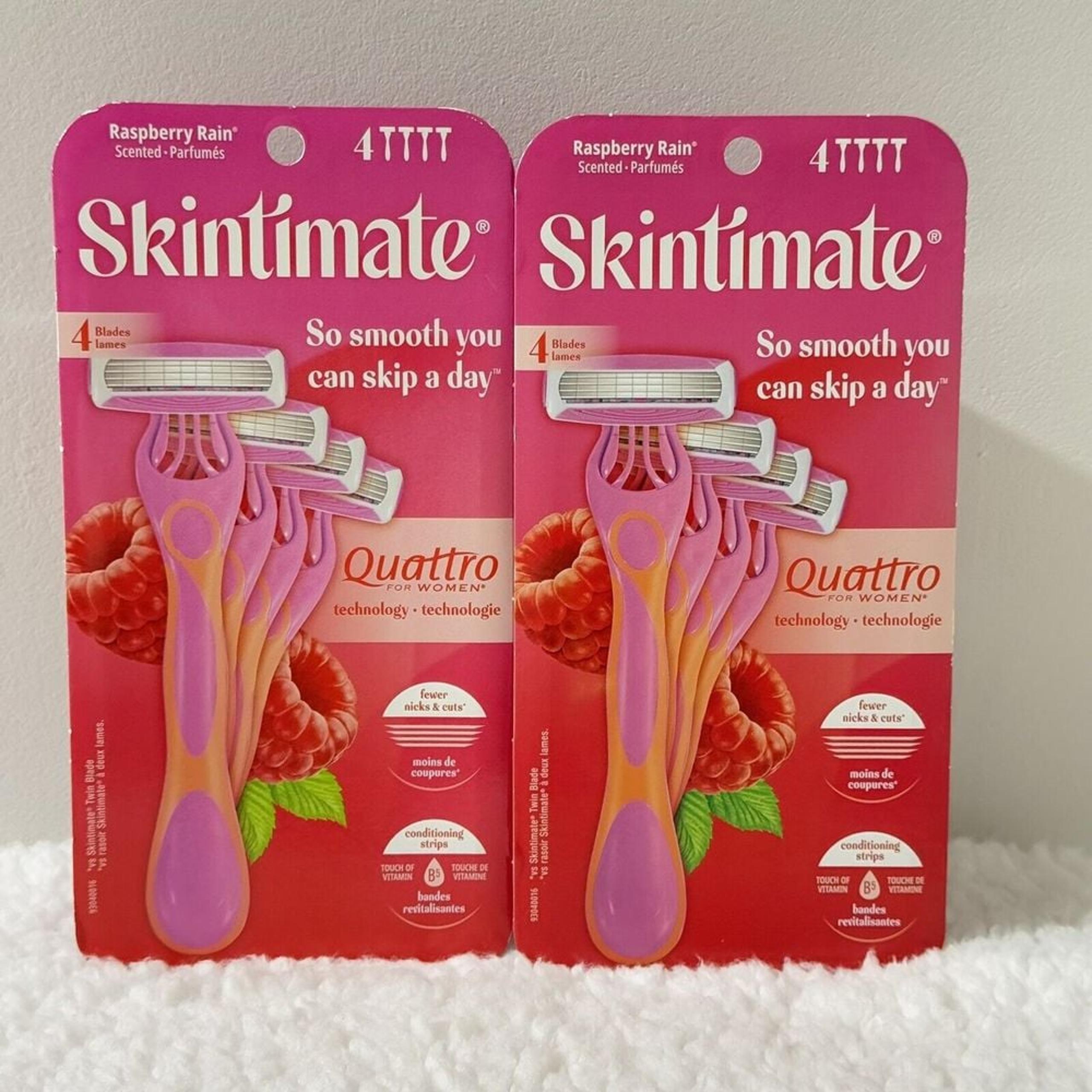 Skintimate Raspberry Rain Women's 4 Blade Scented Disposable Razors 2 Packs of 4