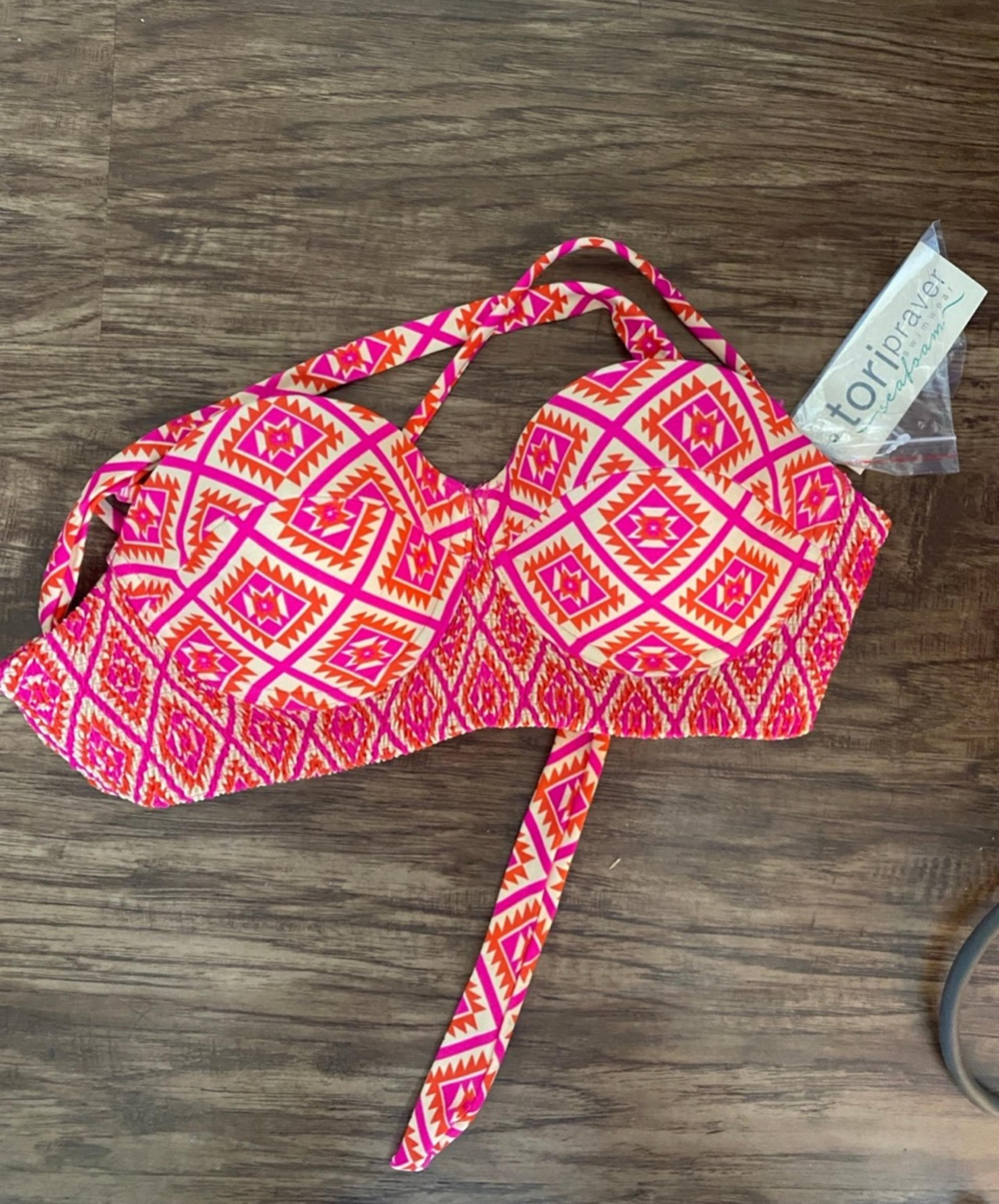 Tori Praver Pink Bikini Swimwear for Women molded cups size M NWT pink/orange.