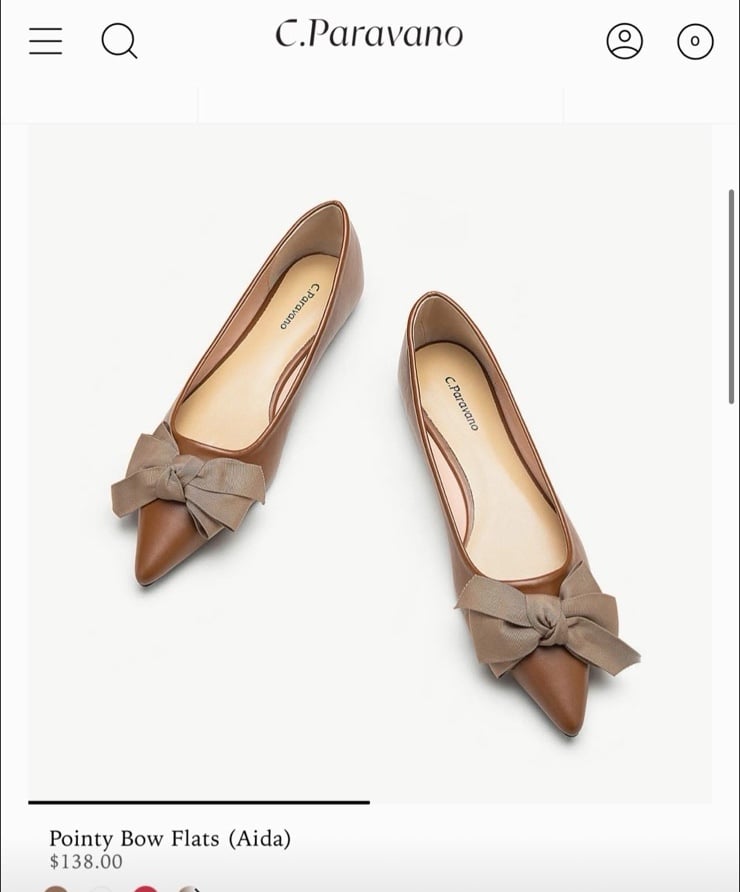 C.Paravano Brown Pointy Bow Flats sz10.5