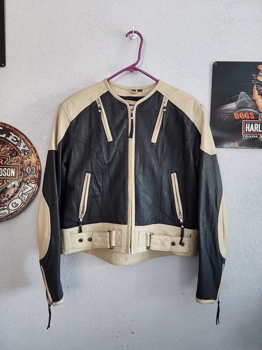 Harley Davidson Women's White Black Leather Jacket 97002-14W Size Large