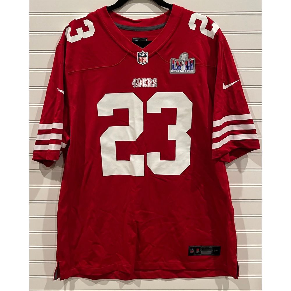 Nike NFL San Francisco 49ers Super Bowl LVII Christian McCaffrey #23 Jersey, XL