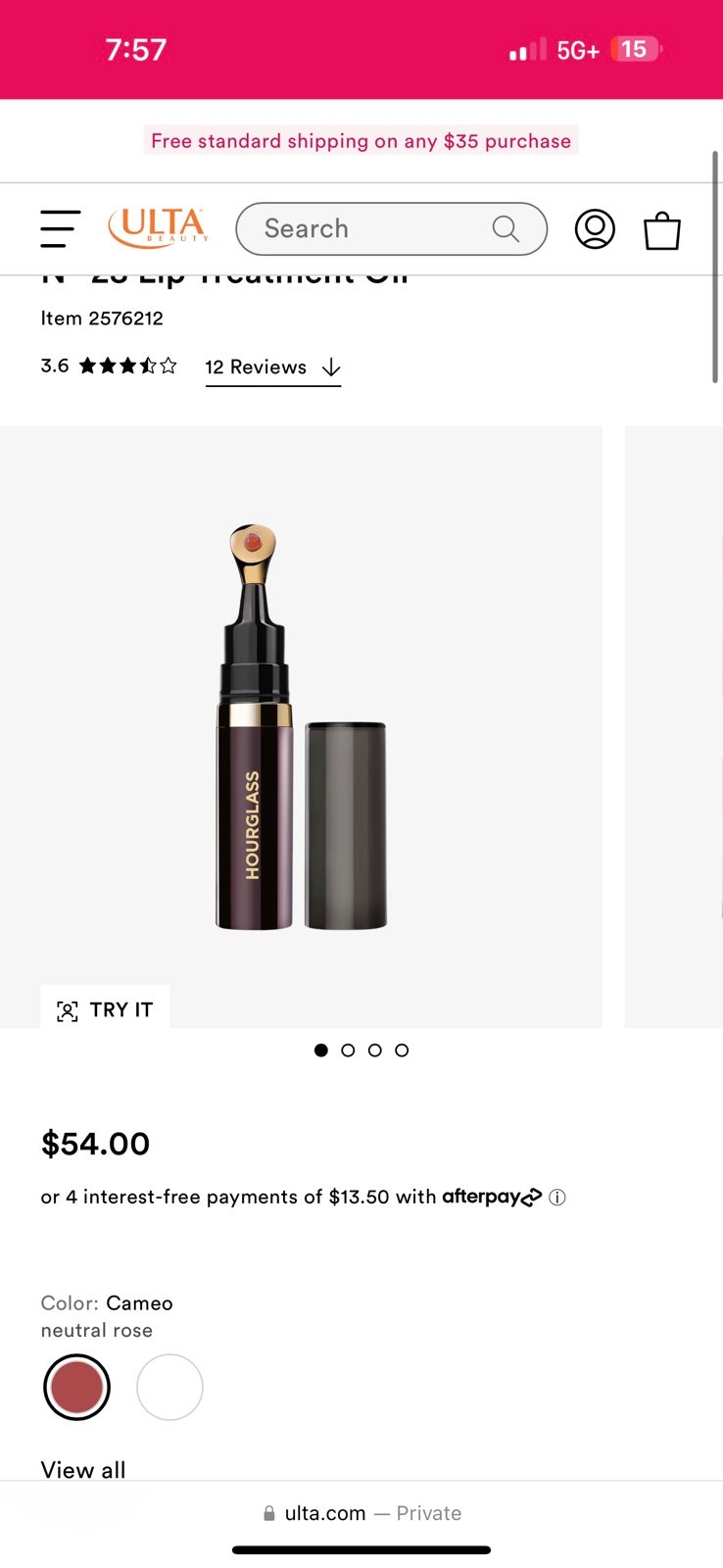 Hourglass lip treatment oil