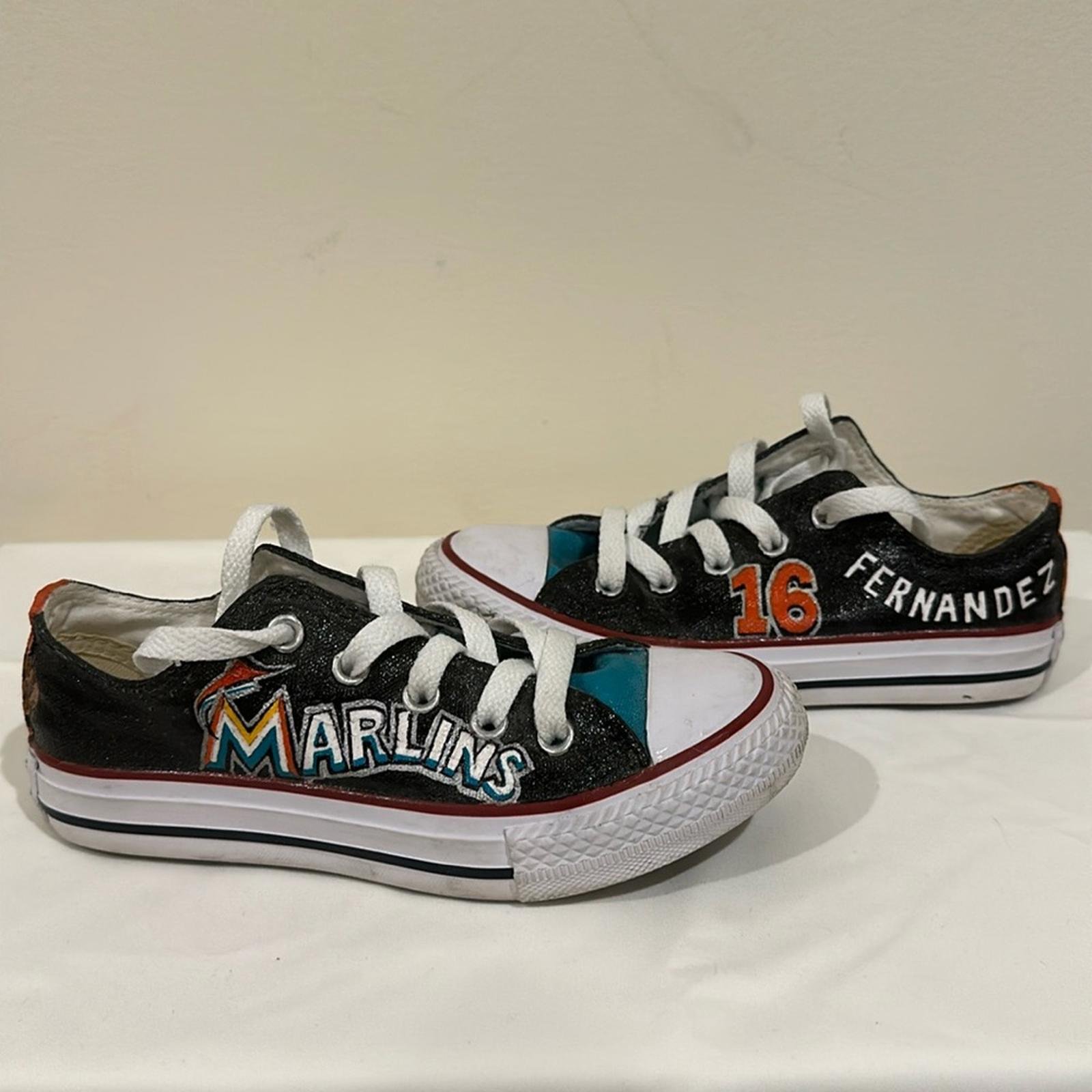 *Hand Painted* Miami Marlin - #16 Fernandez Kids Converse