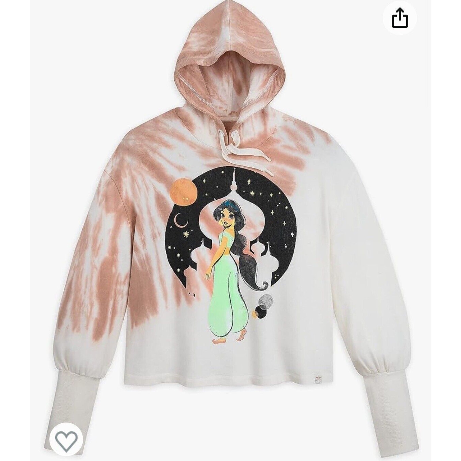NWT Disney Aladdin Princess Jasmine Semi Crop Hoodie Hoody Tie Dye Box Medium M