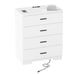 GEPELCN Dresser for Bedroom White Dresser with Power Outlets Wood 4 Drawer Dres