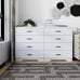 GEPELCN Dresser for Bedroom White Dresser with Power Outlets Wood 4 Drawer Dres