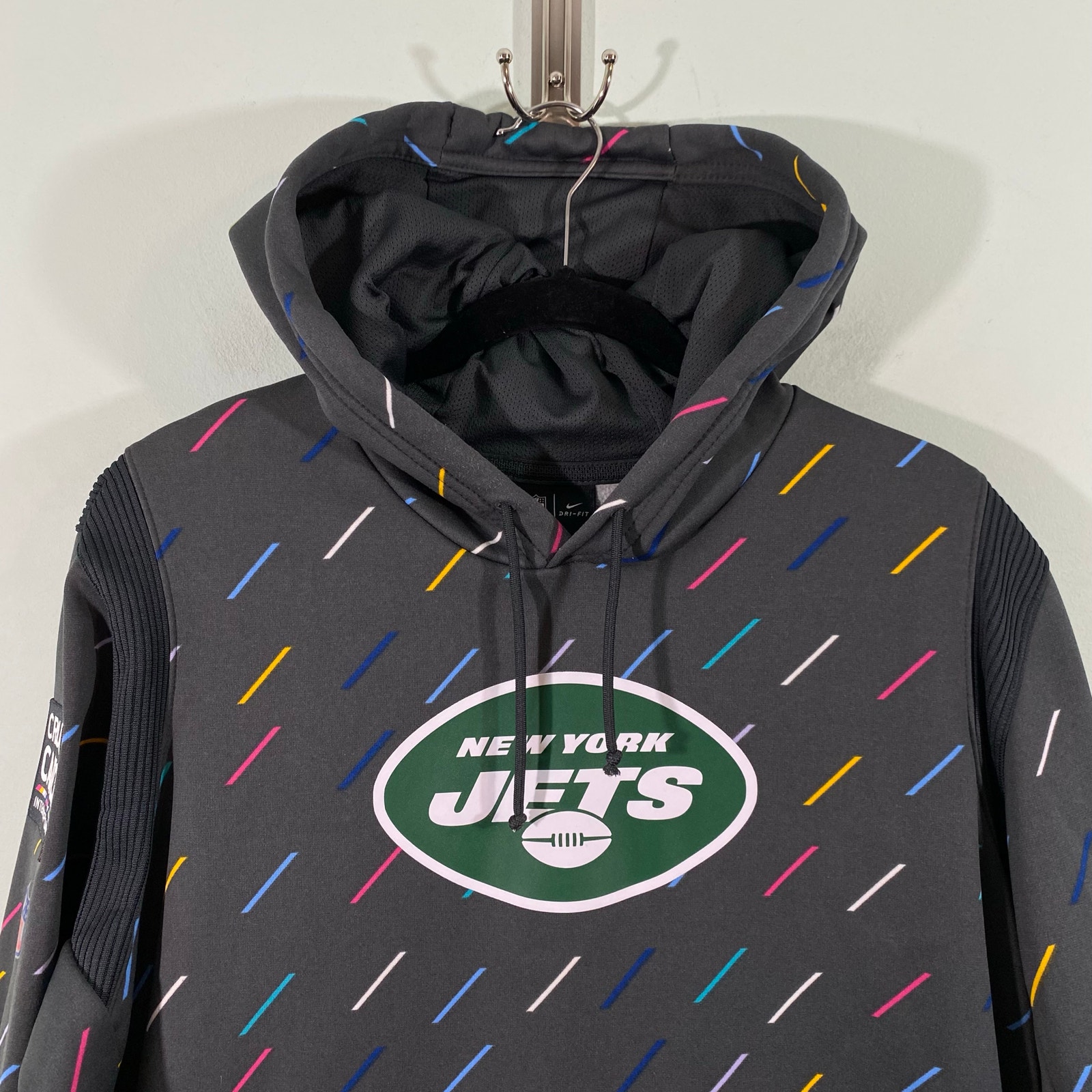 NFL On Field New York Jets Grey Crucial Catch Pattern Pullover Hoodie Size XXL