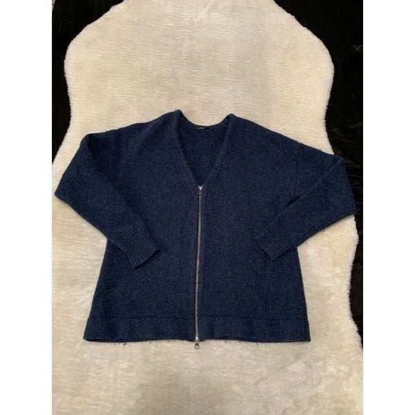 Woolrich Womens Fill Zip V Neck LambsWool Sweater Jacket Size Large