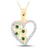 Emerald Diamond Heart Pendant 10k Yellow Gold Charm