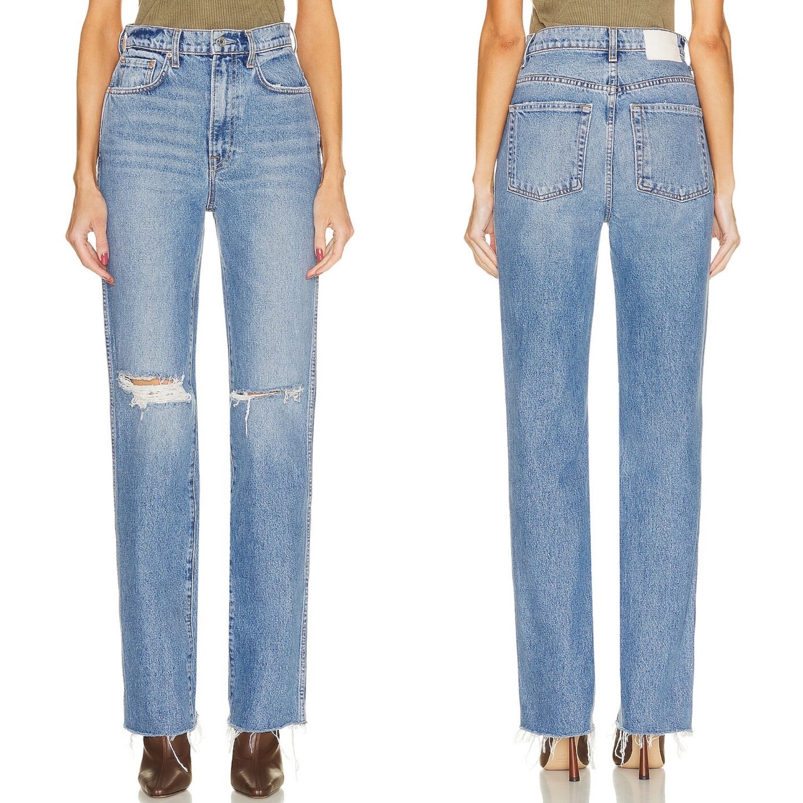 GRLFRND The Sara Super High Rise Slim Straight Jeans Rambla