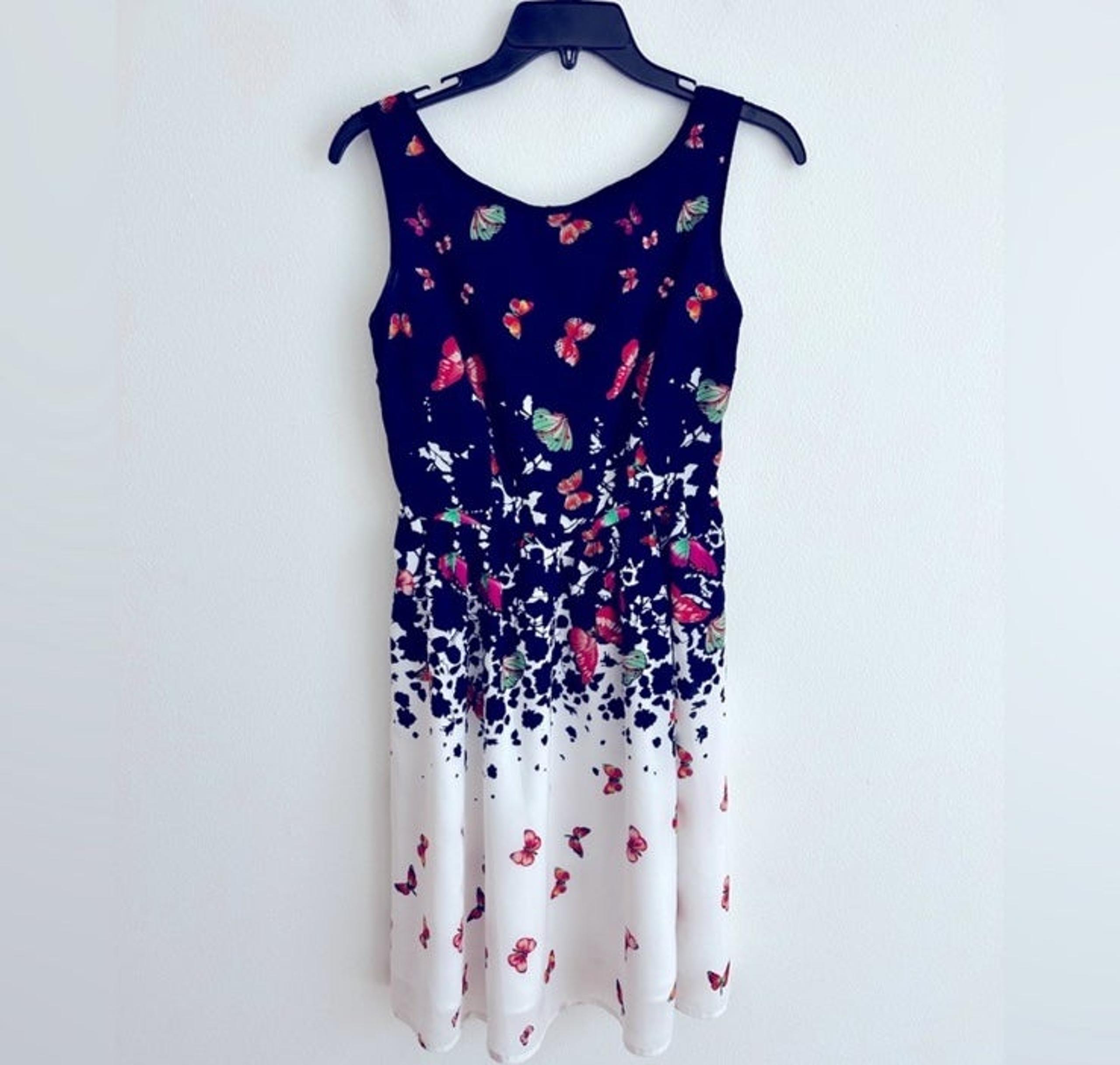 eShakti Butterfly Print Sleeveless Dress Size XS (2)
