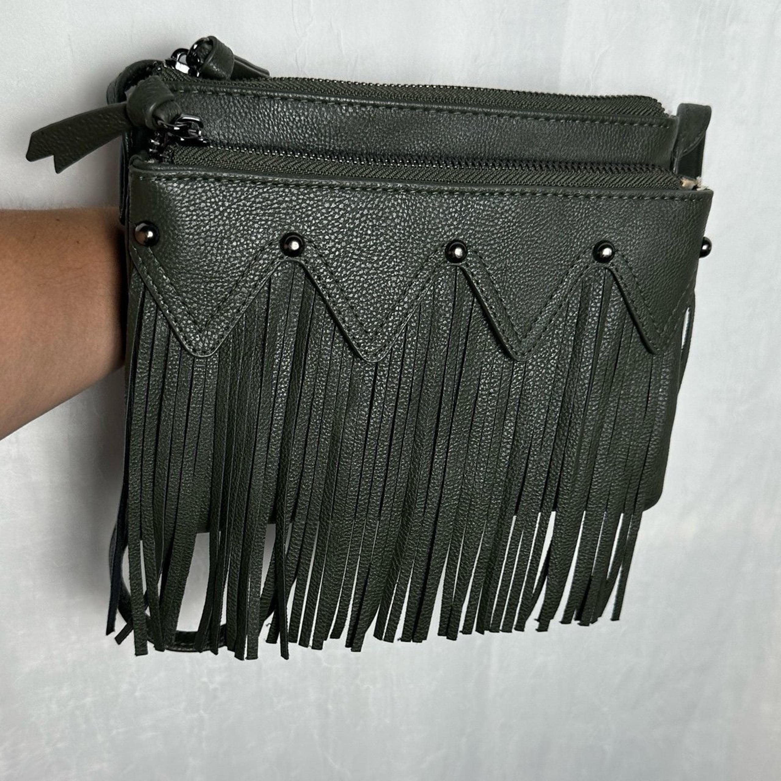 Madden Girl Army Green Fringe Crossbody Handbag Shoulder Bag Purse