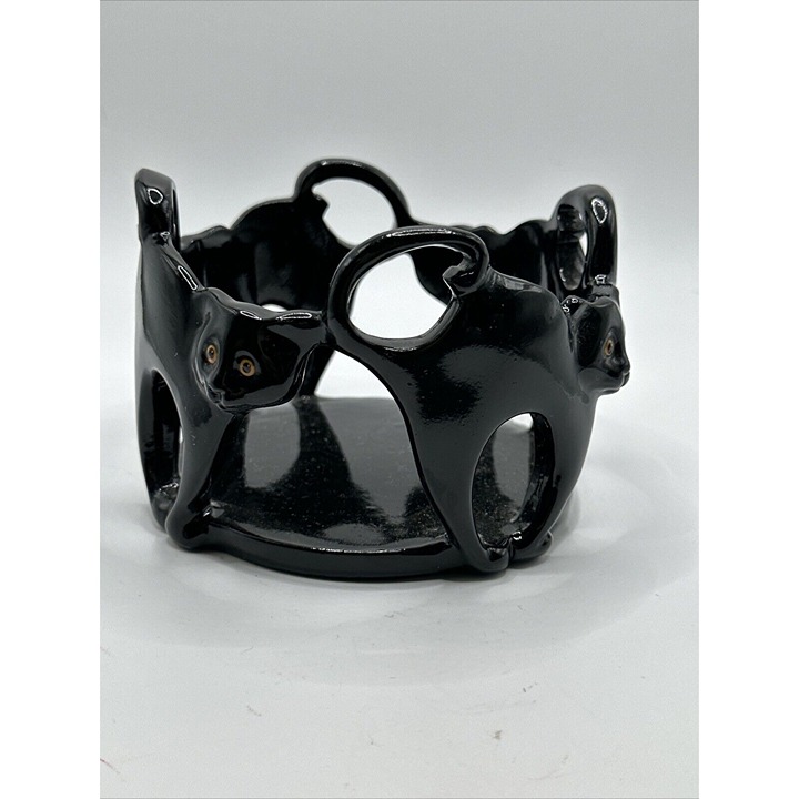 Yankee Candle YC J/H BLACK CAT Jar Holder Retired Original Label 4.25 x 3.25