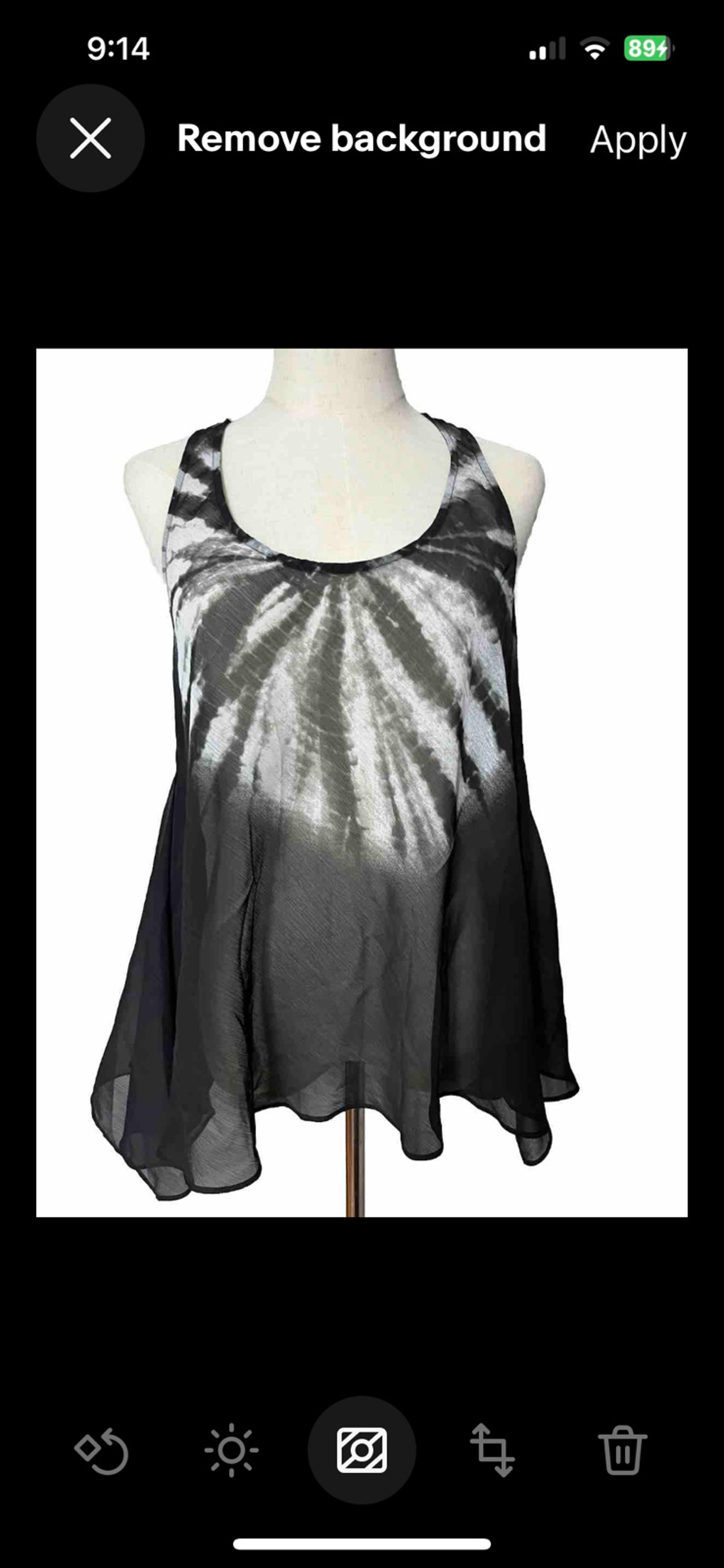 Guess Women’s Medium Sheer Tie Dye Black Tank Top Sleeveless Blouse, made China,