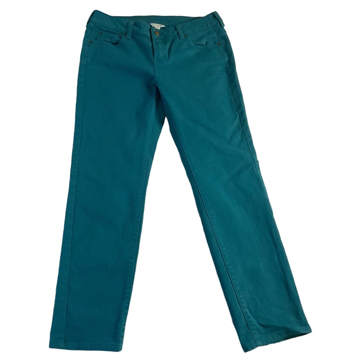 Garnet Hill Teal Straight Leg Five Pocket Jeans Womens Pants Size 8