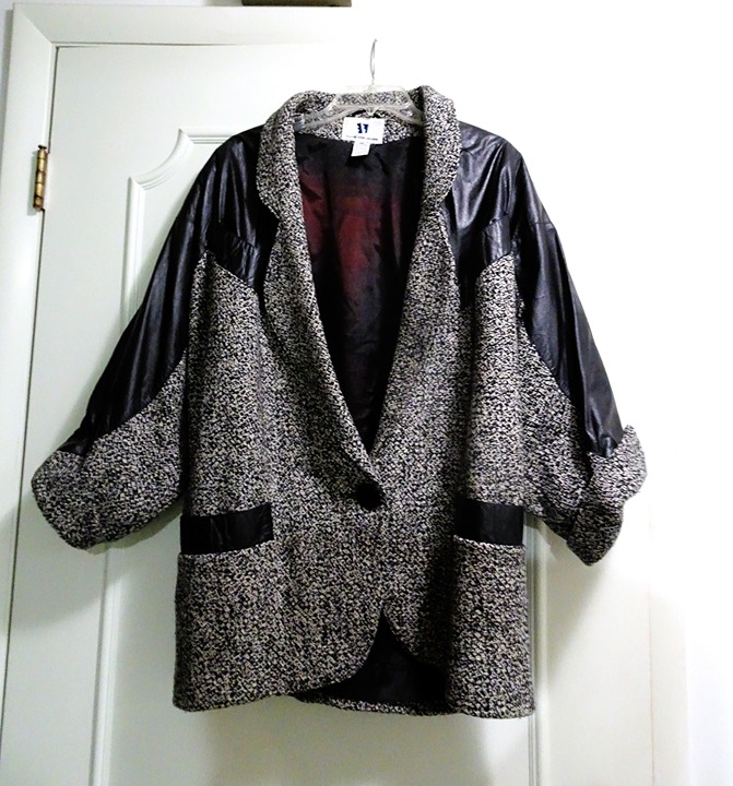 Vintage David Benjamin Women's Wool and Leather Coat