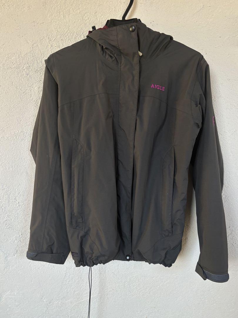AIGLE Hooded Lightweight Jacket Grey Pink S