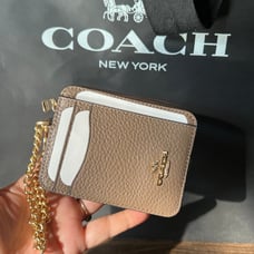 Coach Zip Card Case ( dark stone)
