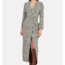 Nanushka Zebra Print Long Sleeve Shirtdress Size Small New midi buttons NO BELT