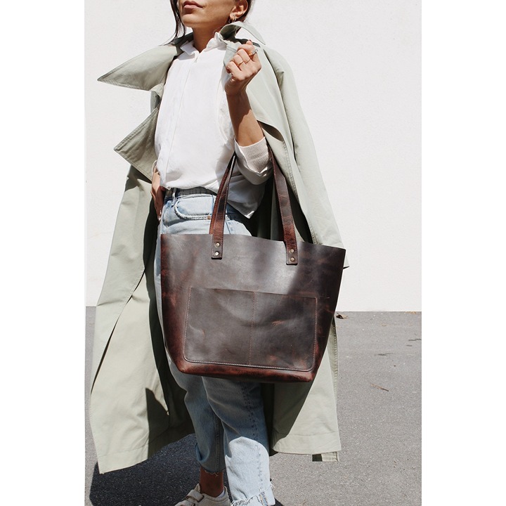 Leather Tote Bag, Personalized Bridesmaid Tote, Teacher Shoulder Bag, Nurse Hand
