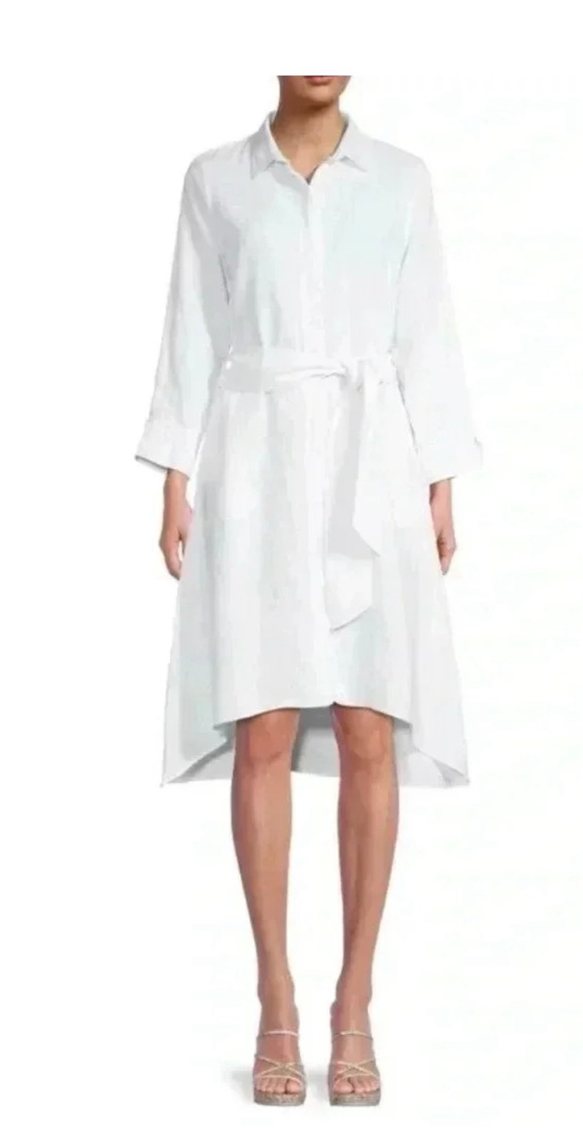 Saks Fifth Avenue White Linen Shirt Dress L