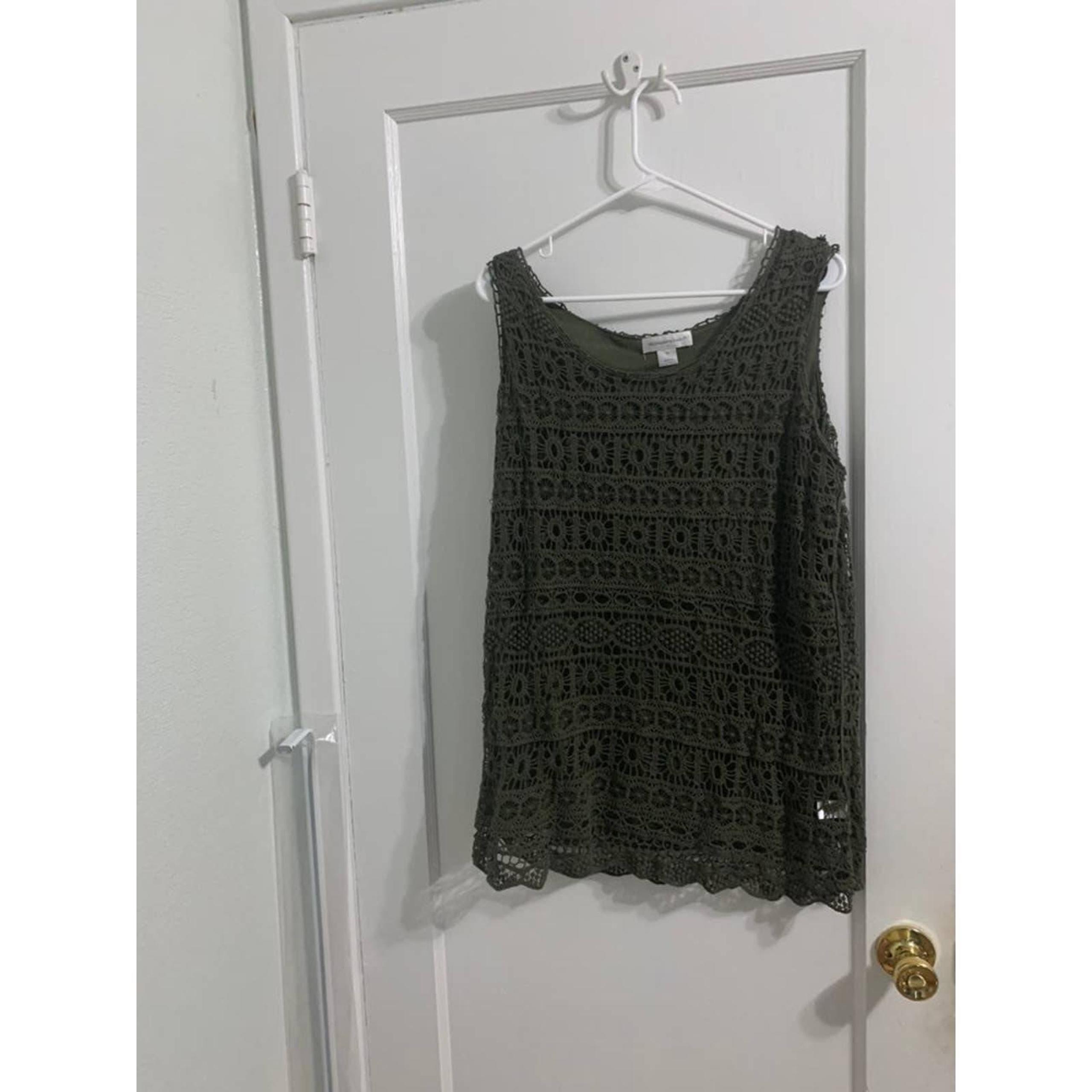 Green Crochet Tank top Christopher Banks XL