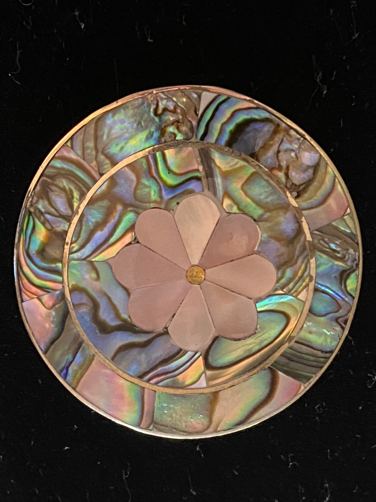Vintage Alpaca Silver, Abalone and Mother of Pearl Brooch/Pendant
