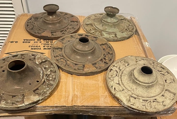 Lot of 5 Vintage Round Brass Lights