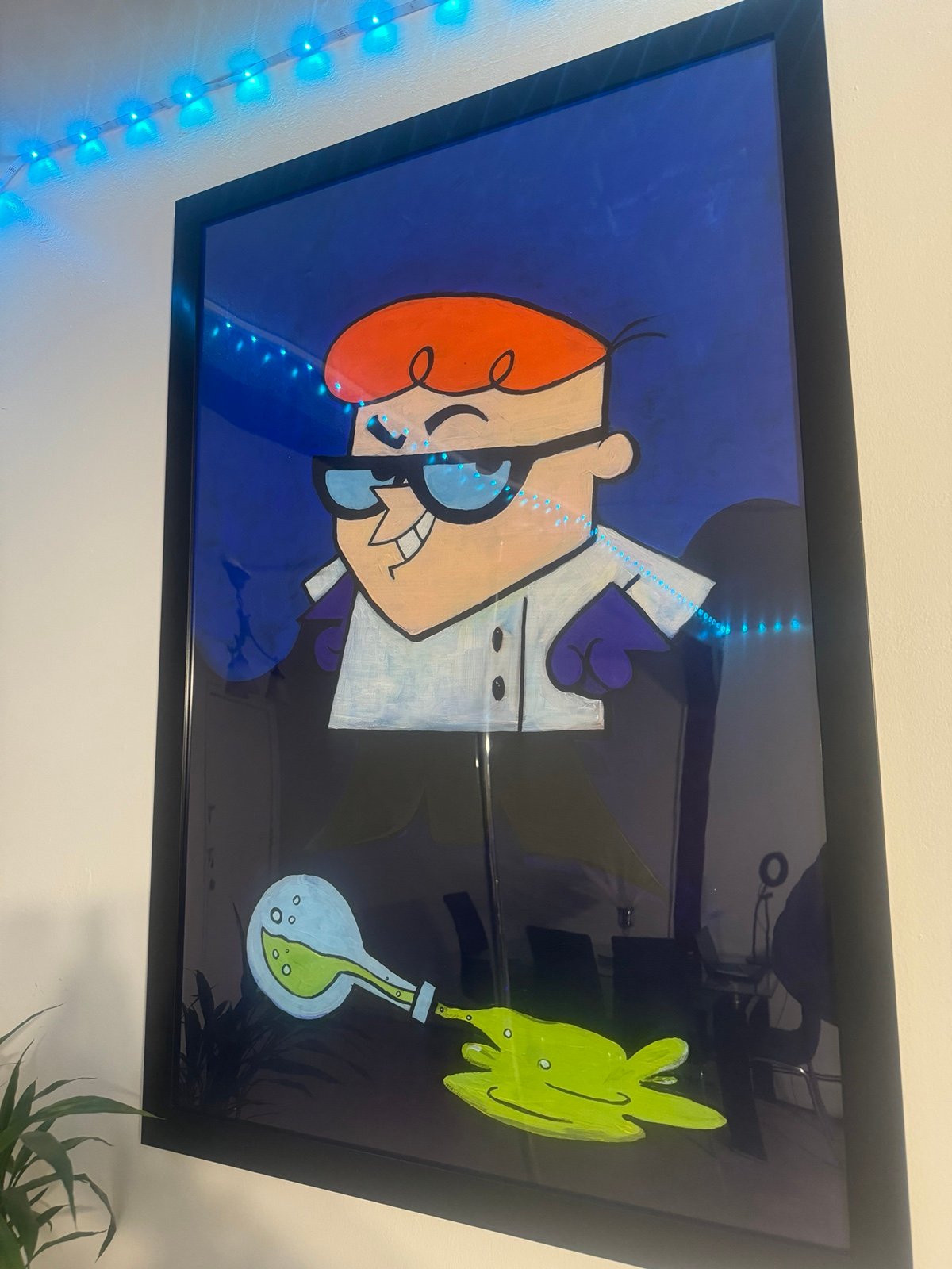 Framed Dexter’s laboratory painting, acrylic.