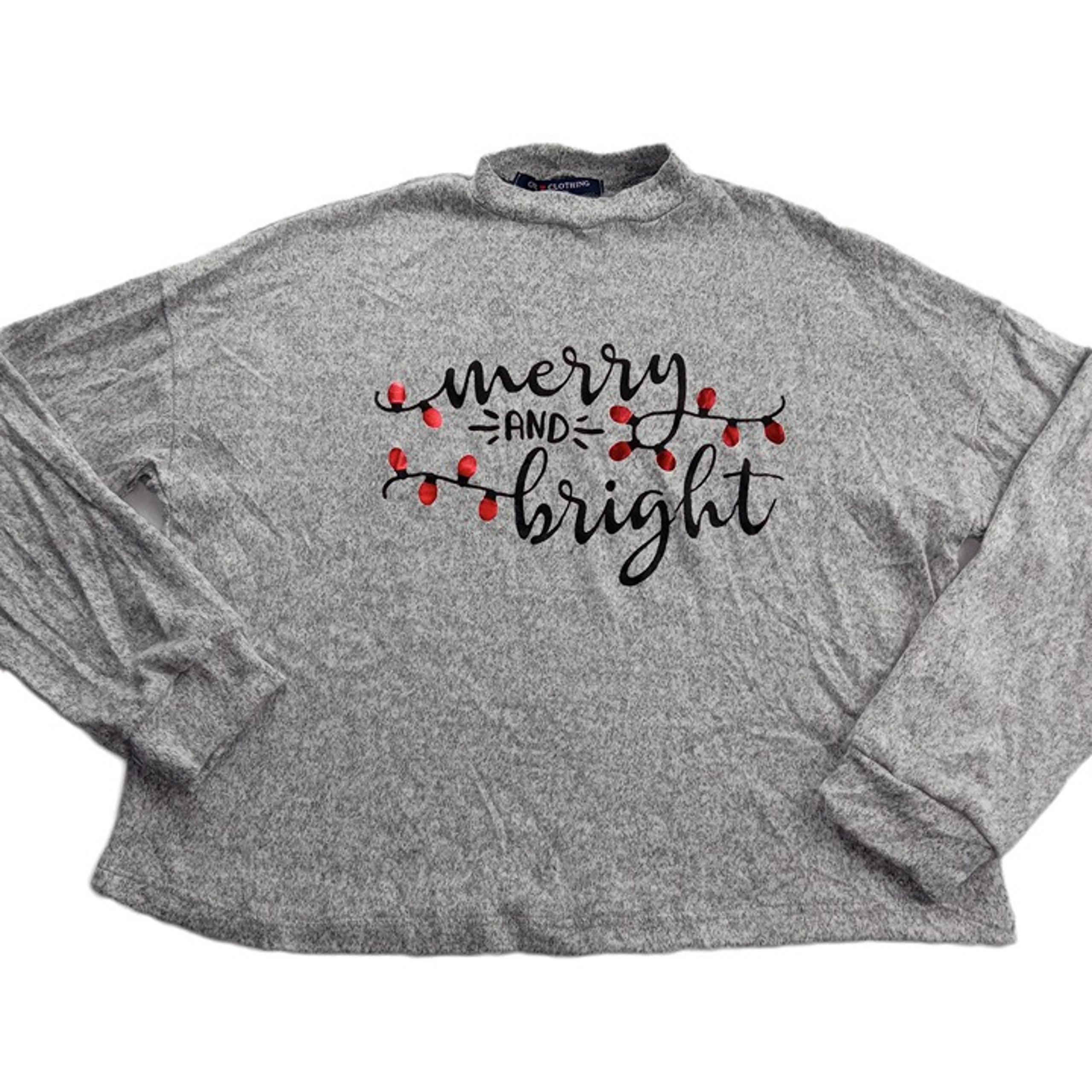 One Clothing Women's Merry And Bright Holiday Sweater Size Small Gray