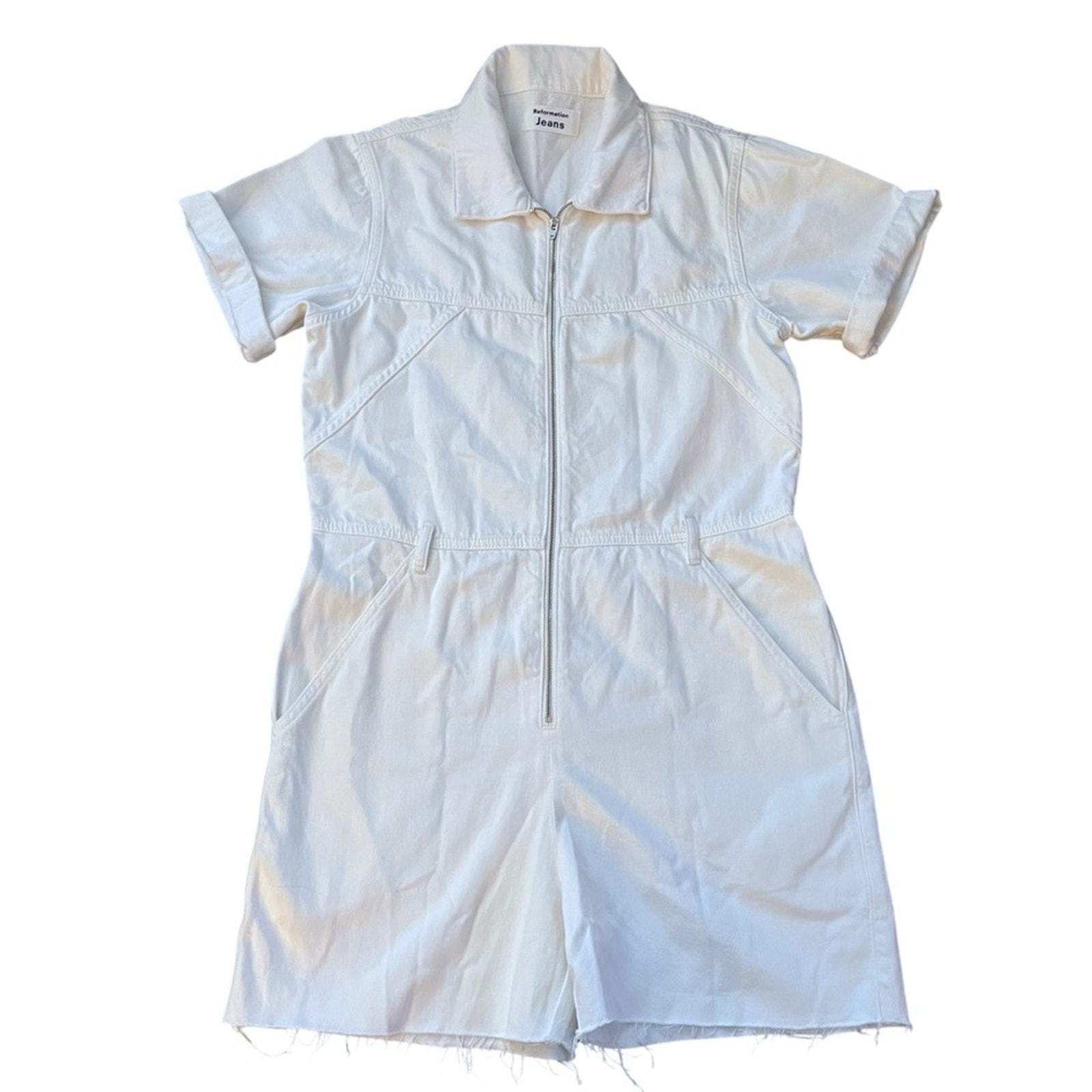Reformation Jeans White Denim Jumpsuit Romper